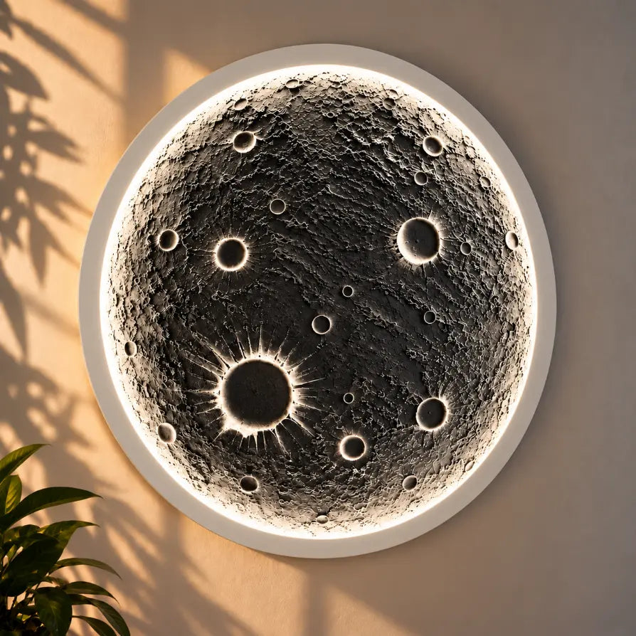 Realistic 3D Moon Wall Light | 3D Lunar Crater LED Lamp for Home Decor
