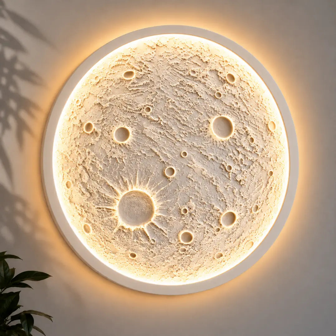 Realistic 3D Moon Wall Light | 3D Lunar Crater LED Lamp for Home Decor