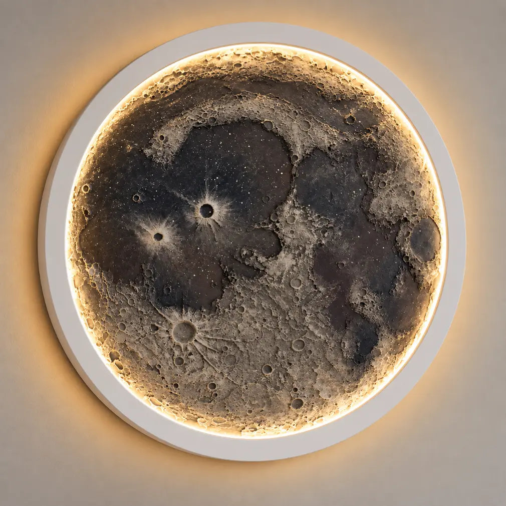 Realistic 3D Moon Wall Light | 3D Lunar Crater LED Lamp for Home Decor